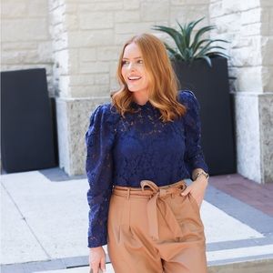 Express Navy Lace Top